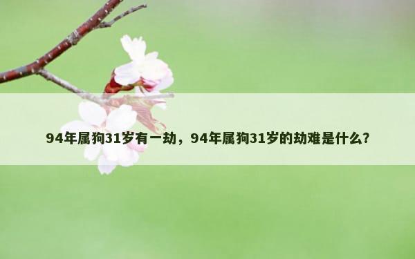 94年属狗31岁有一劫，94年属狗31岁的劫难是什么？