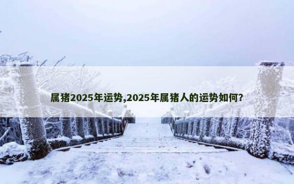 属猪2025年运势,2025年属猪人的运势如何？