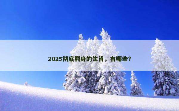 2025彻底翻身的生肖，有哪些？