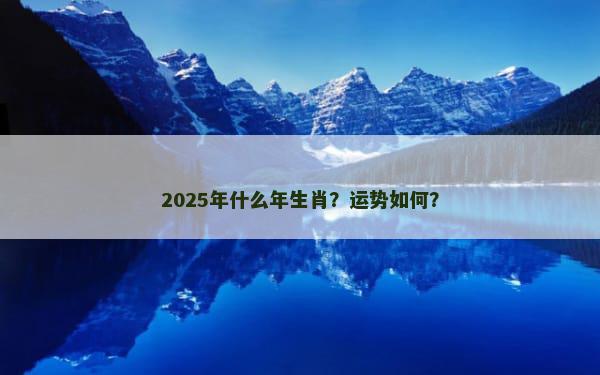 2025年什么年生肖？运势如何？