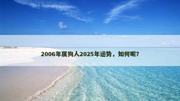 2006年属狗人2025年运势，如何呢？