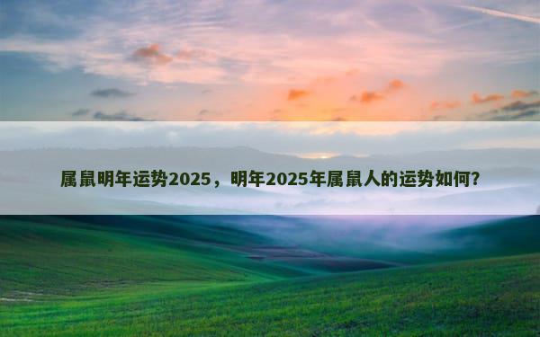 属鼠明年运势2025，明年2025年属鼠人的运势如何？