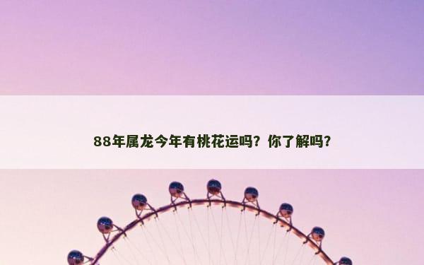 88年属龙今年有桃花运吗？你了解吗？