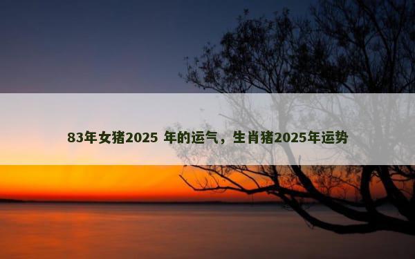 83年女猪2025 年的运气，生肖猪2025年运势