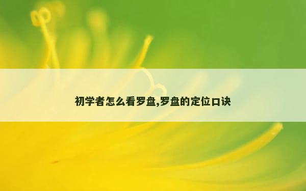 初学者怎么看罗盘,罗盘的定位口诀