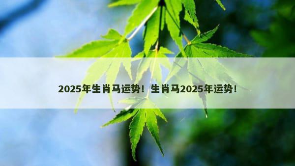 2025年生肖马运势！生肖马2025年运势！