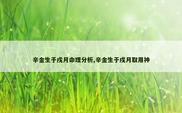 辛金生于戌月命理分析,辛金生于戌月取用神