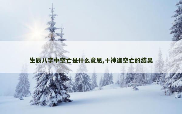 生辰八字中空亡是什么意思,十神逢空亡的结果