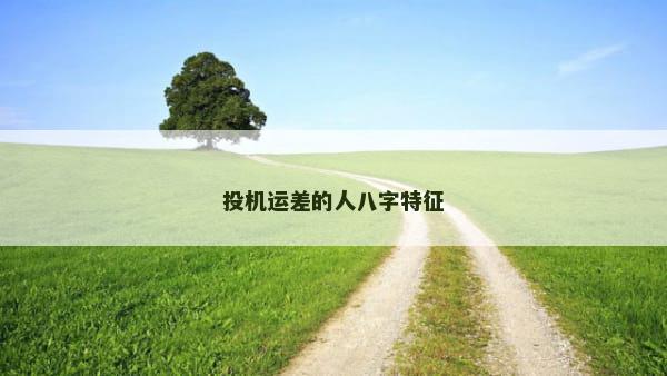 投机运差的人八字特征