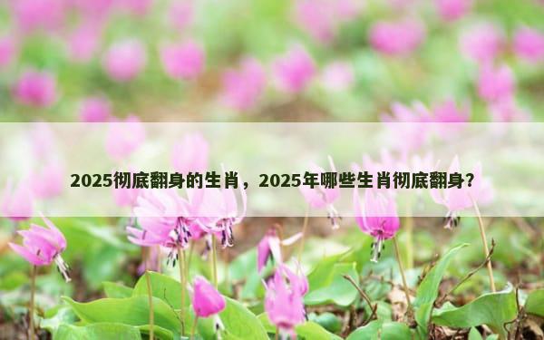 2025彻底翻身的生肖，2025年哪些生肖彻底翻身？