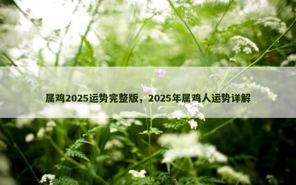 属鸡2025运势完整版，2025年属鸡人运势详解