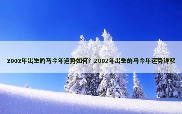 2002年出生的马今年运势如何？2002年出生的马今年运势详解