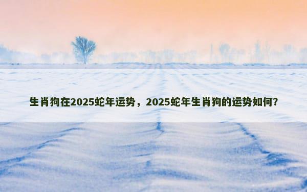 生肖狗在2025蛇年运势，2025蛇年生肖狗的运势如何？