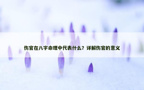 伤官在八字命理中代表什么？详解伤官的意义