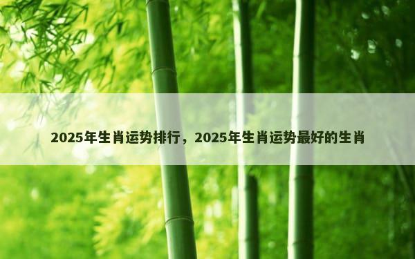 2025年生肖运势排行，2025年生肖运势最好的生肖