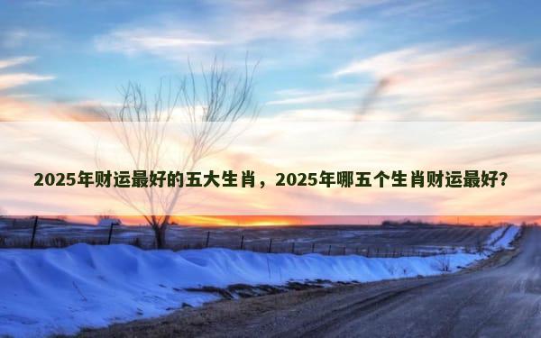 2025年财运最好的五大生肖，2025年哪五个生肖财运最好？