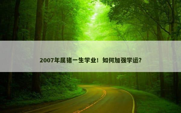 2007年属猪一生学业！如何加强学运？