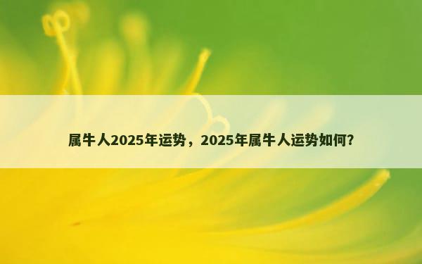 属牛人2025年运势，2025年属牛人运势如何？