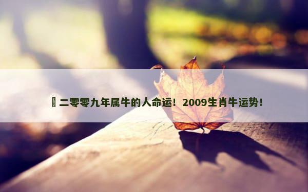 ​二零零九年属牛的人命运！2009生肖牛运势！