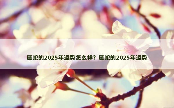 属蛇的2025年运势怎么样？属蛇的2025年运势