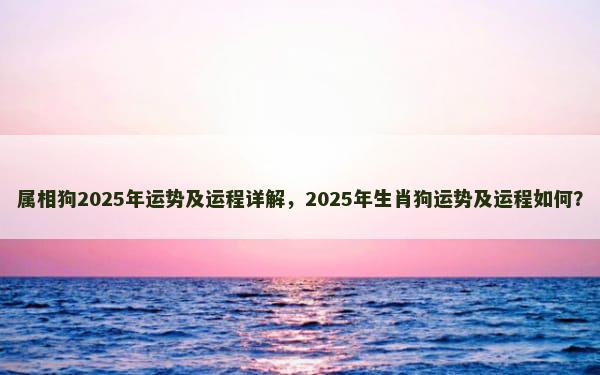 属相狗2025年运势及运程详解，2025年生肖狗运势及运程如何？