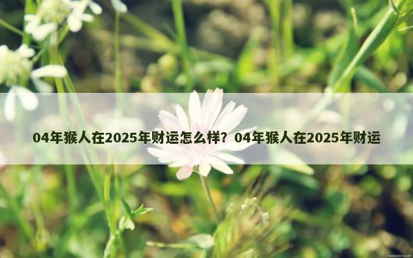 04年猴人在2025年财运怎么样？04年猴人在2025年财运