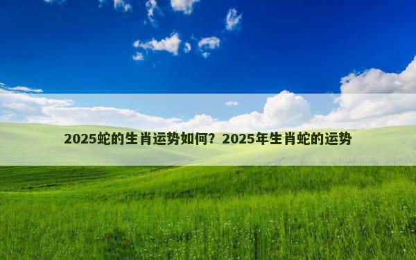 2025蛇的生肖运势如何？2025年生肖蛇的运势