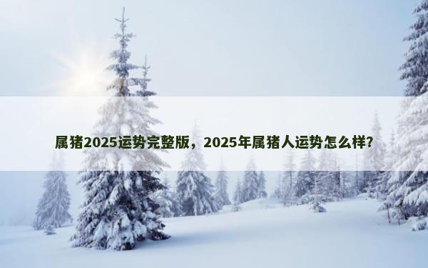 属猪2025运势完整版，2025年属猪人运势怎么样？