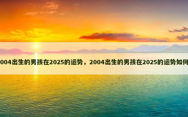 2004出生的男孩在2025的运势，2004出生的男孩在2025的运势如何？