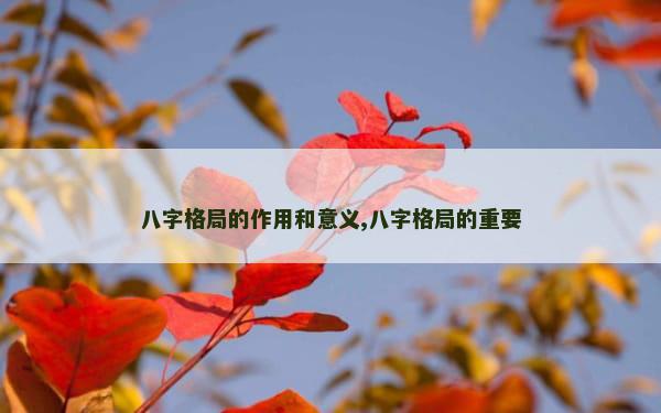 八字格局的作用和意义,八字格局的重要