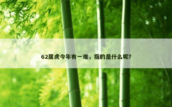 62属虎今年有一难，指的是什么呢？