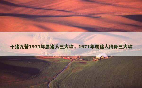 十猪九苦1971年属猪人三大坎，1971年属猪人终身三大坎