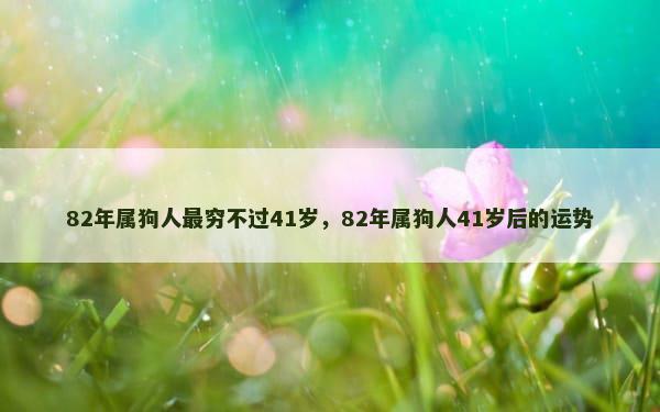 82年属狗人最穷不过41岁，82年属狗人41岁后的运势