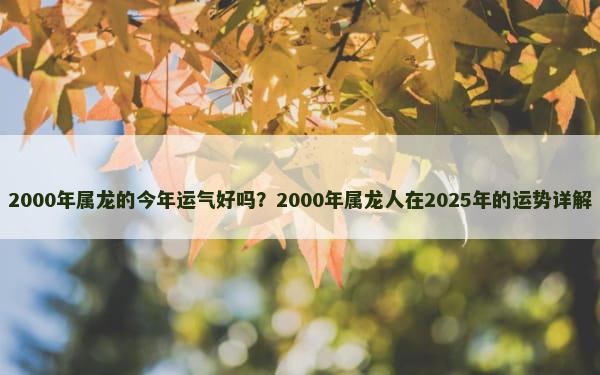 2000年属龙的今年运气好吗？2000年属龙人在2025年的运势详解