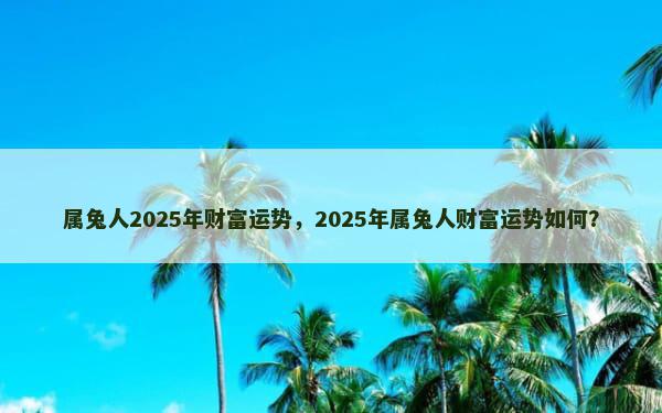 属兔人2025年财富运势，2025年属兔人财富运势如何？