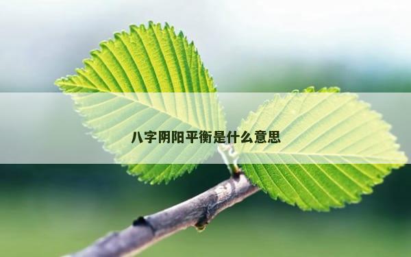 八字阴阳平衡是什么意思