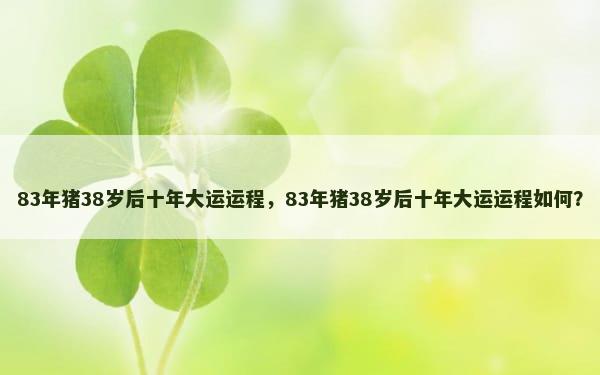 83年猪38岁后十年大运运程，83年猪38岁后十年大运运程如何？