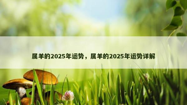 属羊的2025年运势，属羊的2025年运势详解