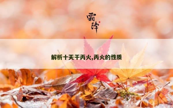 解析十天干丙火,丙火的性质