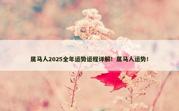 属马人2025全年运势运程详解！属马人运势！