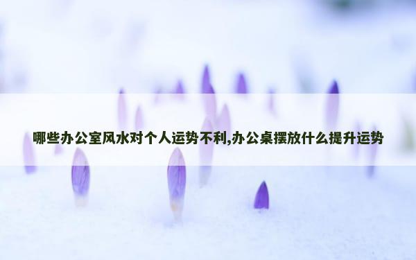 哪些办公室风水对个人运势不利,办公桌摆放什么提升运势