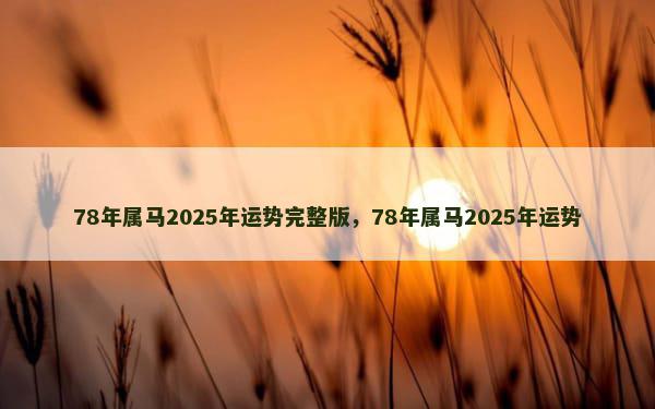 78年属马2025年运势完整版，78年属马2025年运势