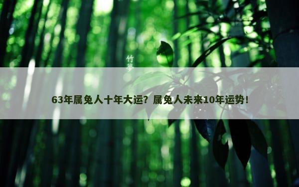 63年属兔人十年大运？属兔人未来10年运势！