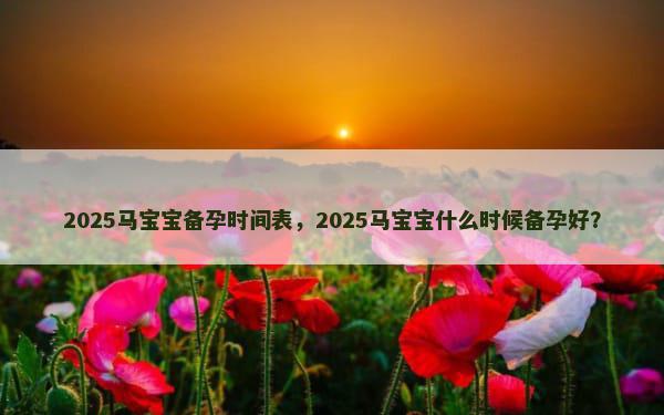 2025马宝宝备孕时间表，2025马宝宝什么时候备孕好？