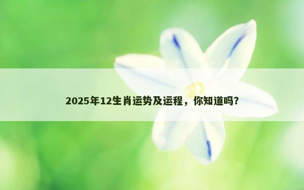 2025年12生肖运势及运程，你知道吗？