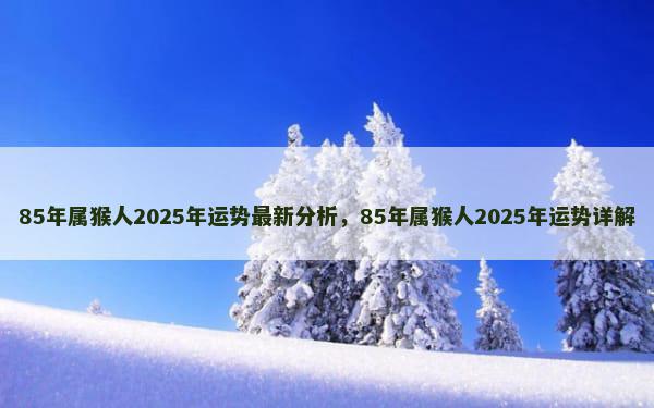 85年属猴人2025年运势最新分析，85年属猴人2025年运势详解