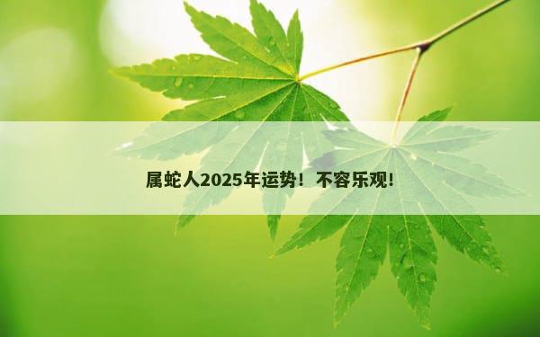 属蛇人2025年运势！不容乐观！