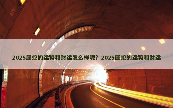 2025属蛇的运势和财运怎么样呢？2025属蛇的运势和财运