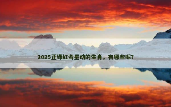 2025正缘红鸾星动的生肖，有哪些呢？