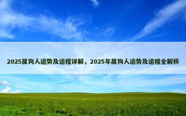 2025属狗人运势及运程详解，2025年属狗人运势及运程全解析